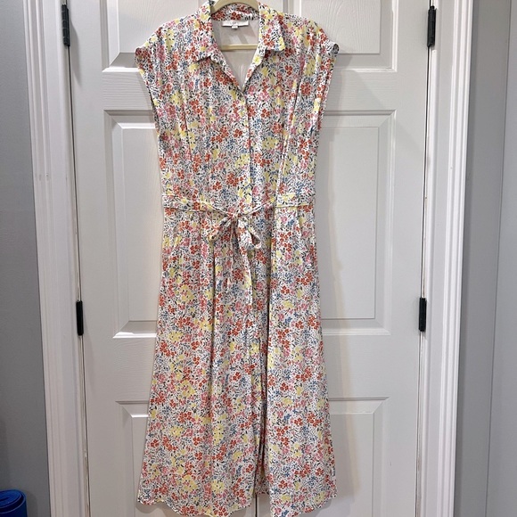 LOFT Floral Midi Pocket Shirtdress Size 12 - Picture 4 of 4